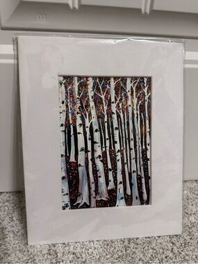 Birch Tree Forest Art Print - White, Black & Multicolor